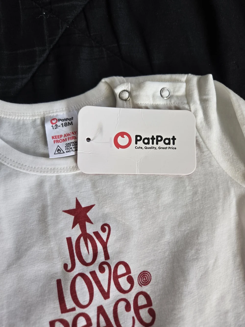 PatPat Cream and Red Holiday Baby One-Piece Footie